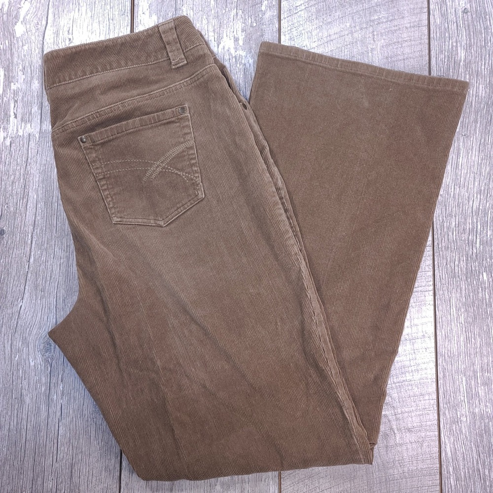 Reitmans Corduroy Pants Women Size 15 Brown Bootcut Wide Leg Mid Rise Casual